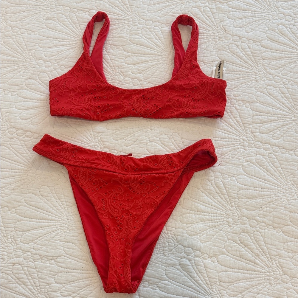 Dippin Daisys Red Paisley Bikini Set